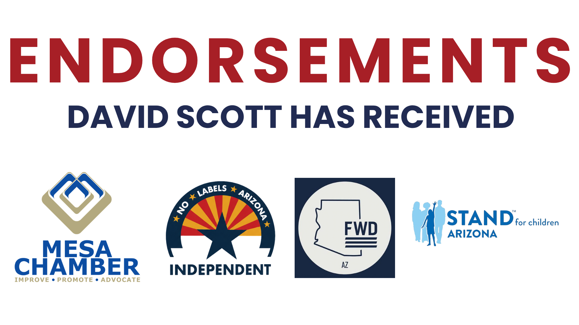 Logos of organizations endorsing David Scott for Arizona House of Representatives